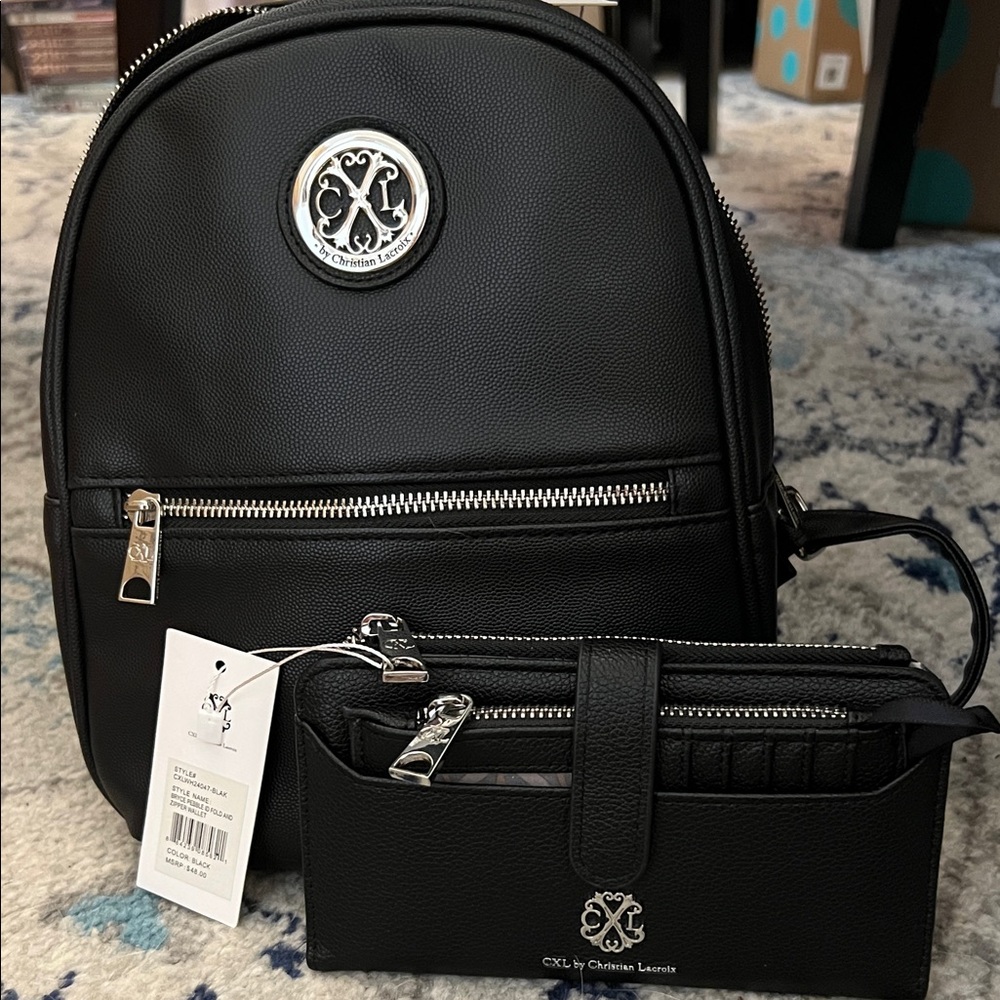 CXL by Christian Lacroix Black Backpack and Wallet Set NWT